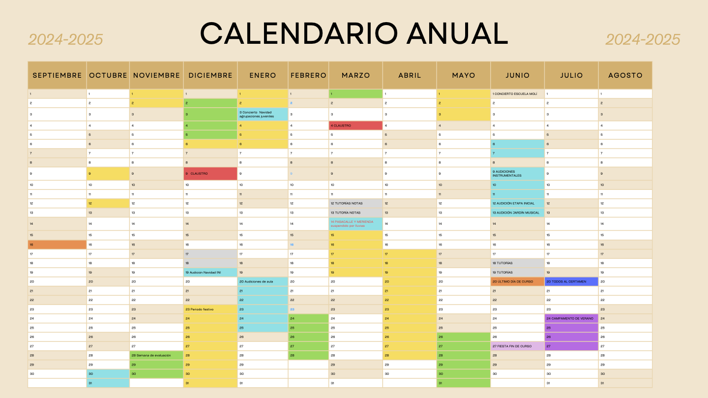 Copia de Calendario anual planificador 2023-2024 sencillo moderno amarillo